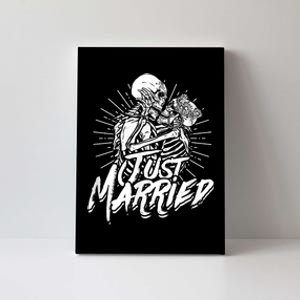 Just Married Bride And Groom Skeleton Couple Canvas