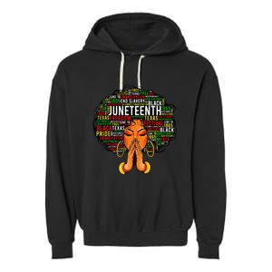 Juneteenth Melanin Black Wo Natural Hair Afro Word Art Garment-Dyed Fleece Hoodie