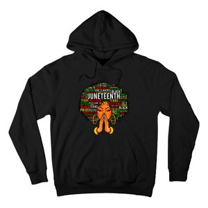 Juneteenth Melanin Black Wo Natural Hair Afro Word Art Hoodie