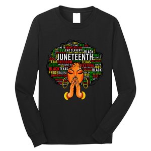 Juneteenth Melanin Black Wo Natural Hair Afro Word Art Long Sleeve Shirt