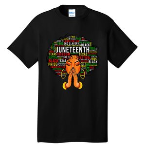 Juneteenth Melanin Black Wo Natural Hair Afro Word Art Tall T-Shirt