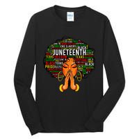 Juneteenth Melanin Black Wo Natural Hair Afro Word Art Tall Long Sleeve T-Shirt