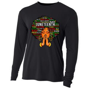 Juneteenth Melanin Black Wo Natural Hair Afro Word Art Cooling Performance Long Sleeve Crew