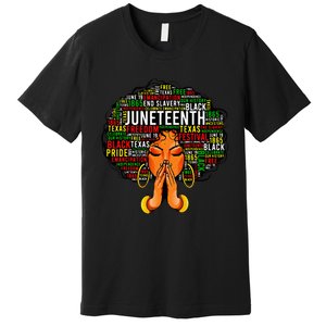 Juneteenth Melanin Black Wo Natural Hair Afro Word Art Premium T-Shirt