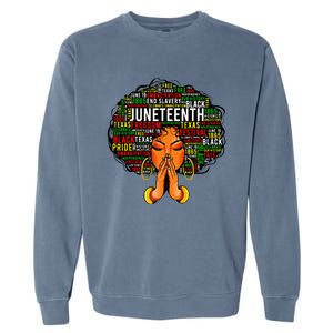 Juneteenth Melanin Black Wo Natural Hair Afro Word Art Garment-Dyed Sweatshirt