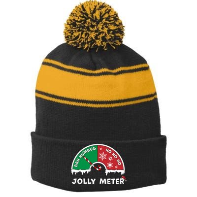 Jolly Meter Bah Humbug To Ho Ho Ho Anti Christmas Funny Classic Stripe Pom Pom Beanie