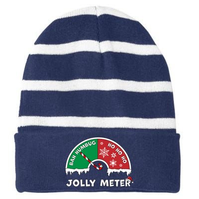 Jolly Meter Bah Humbug To Ho Ho Ho Anti Christmas Funny Classic Striped Beanie with Solid Band