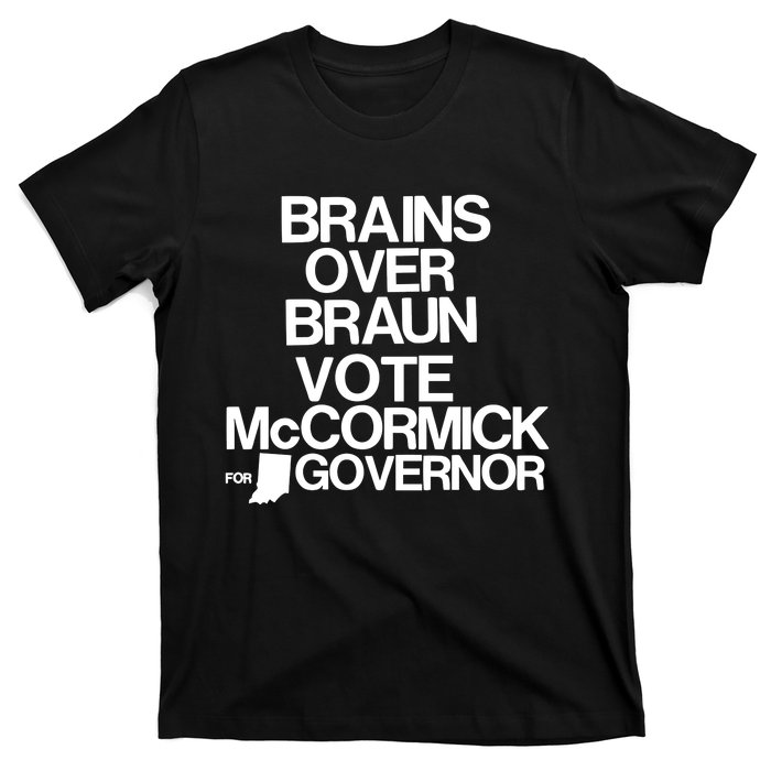 Jennifer Mccormick Brains Over Braun Vote Mccormick For Governor T-Shirt