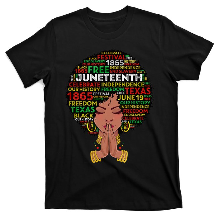 Juneteenth Melanin Black Wo Natural Hair Afro Queen T-Shirt