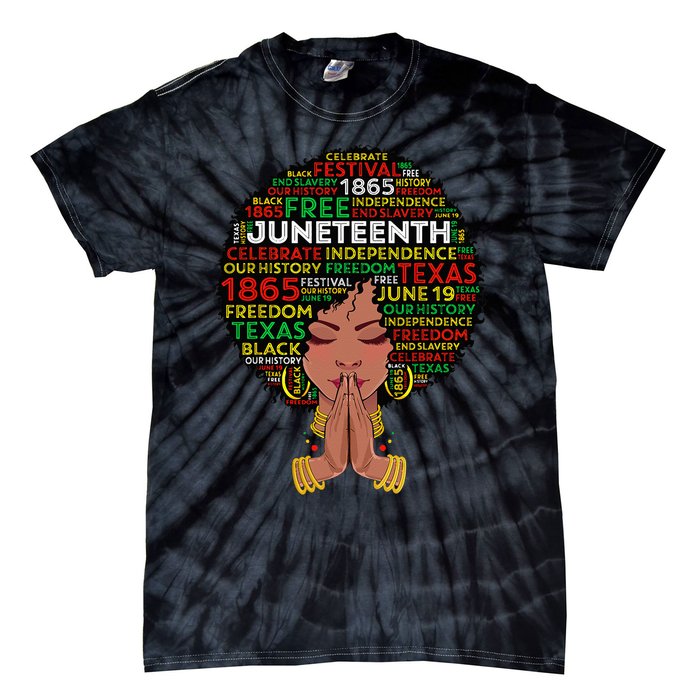 Juneteenth Melanin Black Wo Natural Hair Afro Queen Tie-Dye T-Shirt