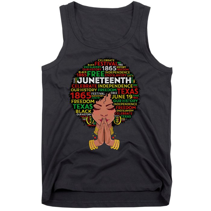 Juneteenth Melanin Black Wo Natural Hair Afro Queen Tank Top