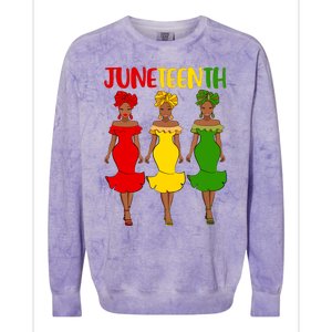 Juneteenth Melanin Black Women Colorblast Crewneck Sweatshirt