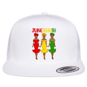 Juneteenth Melanin Black Women Flat Bill Trucker Hat