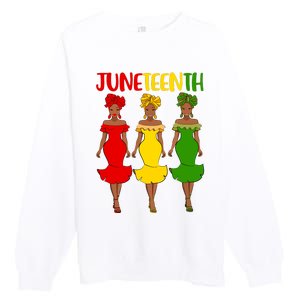 Juneteenth Melanin Black Women Premium Crewneck Sweatshirt