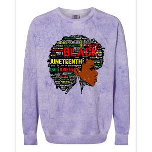 Juneteenth Melanin Black Women Natural Hair Afro Word Art 8019 Colorblast Crewneck Sweatshirt