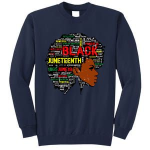 Juneteenth Melanin Black Women Natural Hair Afro Word Art 8019 Tall Sweatshirt