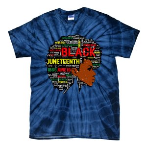 Juneteenth Melanin Black Women Natural Hair Afro Word Art 8019 Tie-Dye T-Shirt