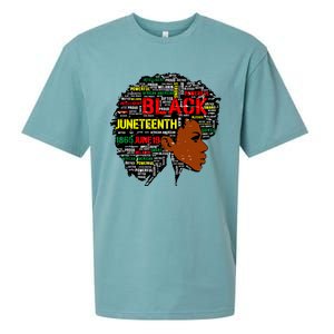 Juneteenth Melanin Black Women Natural Hair Afro Word Art 8019 Sueded Cloud Jersey T-Shirt