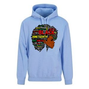 Juneteenth Melanin Black Women Natural Hair Afro Word Art 8019 Unisex Surf Hoodie