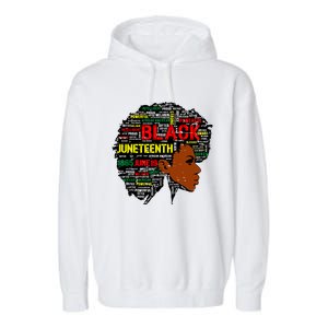 Juneteenth Melanin Black Women Natural Hair Afro Word Art 8019 Garment-Dyed Fleece Hoodie