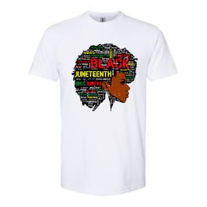 Juneteenth Melanin Black Women Natural Hair Afro Word Art 8019 Softstyle CVC T-Shirt