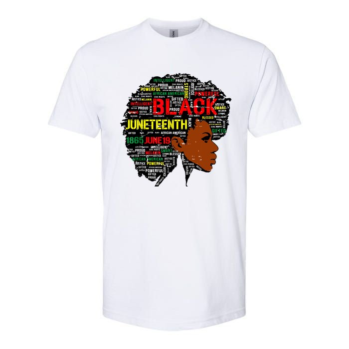 Juneteenth Melanin Black Women Natural Hair Afro Word Art 8019 Softstyle CVC T-Shirt