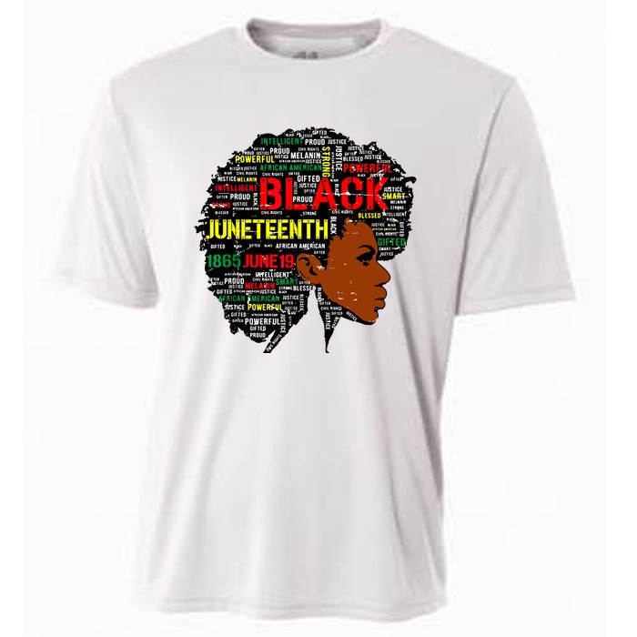 Juneteenth Melanin Black Women Natural Hair Afro Word Art 8019 Cooling Performance Crew T-Shirt