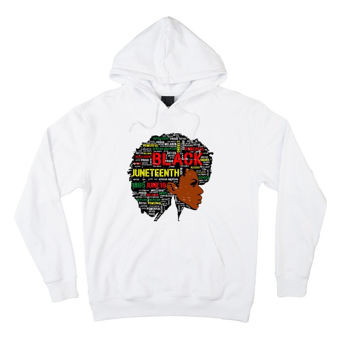 Juneteenth Melanin Black Women Natural Hair Afro Word Art 8019 Hoodie