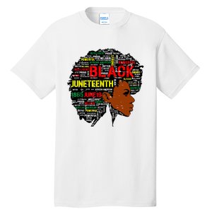 Juneteenth Melanin Black Women Natural Hair Afro Word Art 8019 Tall T-Shirt