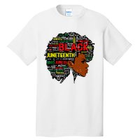 Juneteenth Melanin Black Women Natural Hair Afro Word Art 8019 Tall T-Shirt