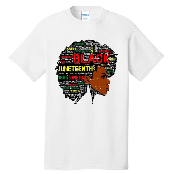 Juneteenth Melanin Black Women Natural Hair Afro Word Art 8019 Tall T-Shirt