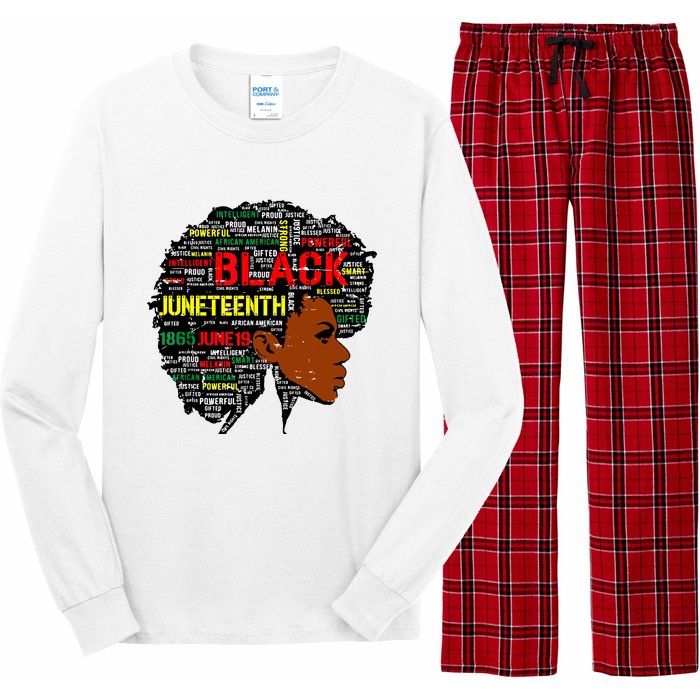 Juneteenth Melanin Black Women Natural Hair Afro Word Art 8019 Long Sleeve Pajama Set