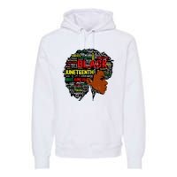 Juneteenth Melanin Black Women Natural Hair Afro Word Art 8019 Premium Hoodie