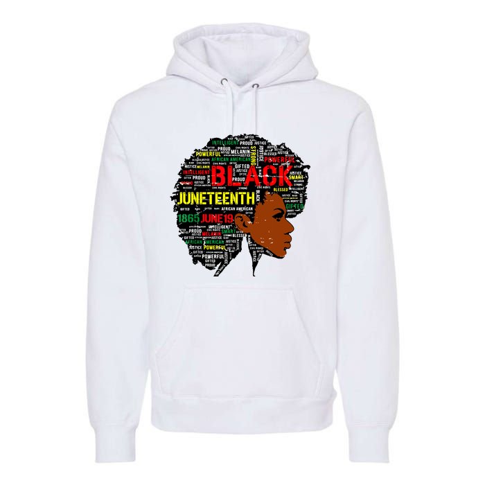 Juneteenth Melanin Black Women Natural Hair Afro Word Art 8019 Premium Hoodie