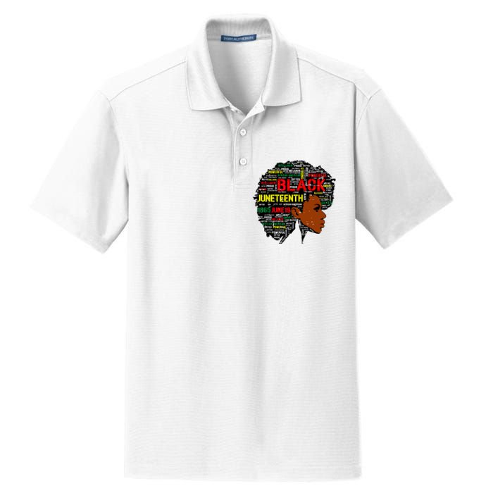 Juneteenth Melanin Black Women Natural Hair Afro Word Art 8019 Dry Zone Grid Polo