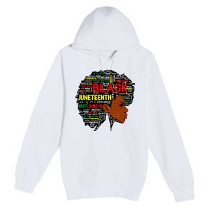 Juneteenth Melanin Black Women Natural Hair Afro Word Art 8019 Premium Pullover Hoodie