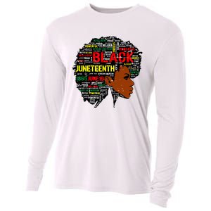 Juneteenth Melanin Black Women Natural Hair Afro Word Art 8019 Cooling Performance Long Sleeve Crew