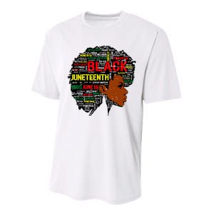 Juneteenth Melanin Black Women Natural Hair Afro Word Art 8019 Performance Sprint T-Shirt