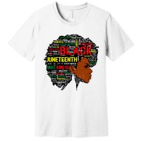 Juneteenth Melanin Black Women Natural Hair Afro Word Art 8019 Premium T-Shirt