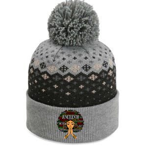 Juneteenth Melanin Black Women Natural Hair Afro Word Art The Baniff Cuffed Pom Beanie