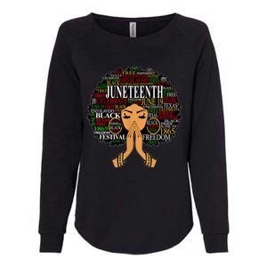 Juneteenth Melanin Black Women Natural Hair Afro Word Art Womens California Wash Sweatshirt