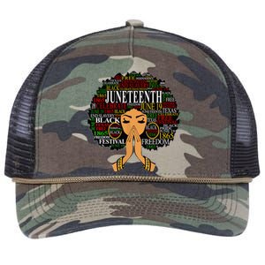 Juneteenth Melanin Black Women Natural Hair Afro Word Art Retro Rope Trucker Hat Cap