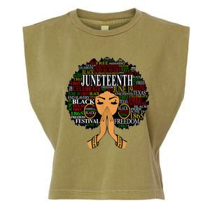 Juneteenth Melanin Black Women Natural Hair Afro Word Art Garment-Dyed Women's Muscle Tee