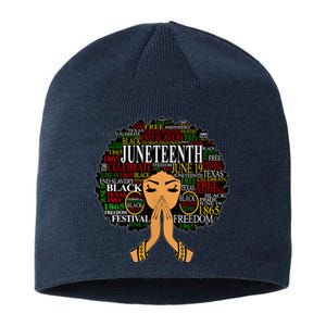 Juneteenth Melanin Black Women Natural Hair Afro Word Art Sustainable Beanie