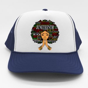 Juneteenth Melanin Black Women Natural Hair Afro Word Art Trucker Hat