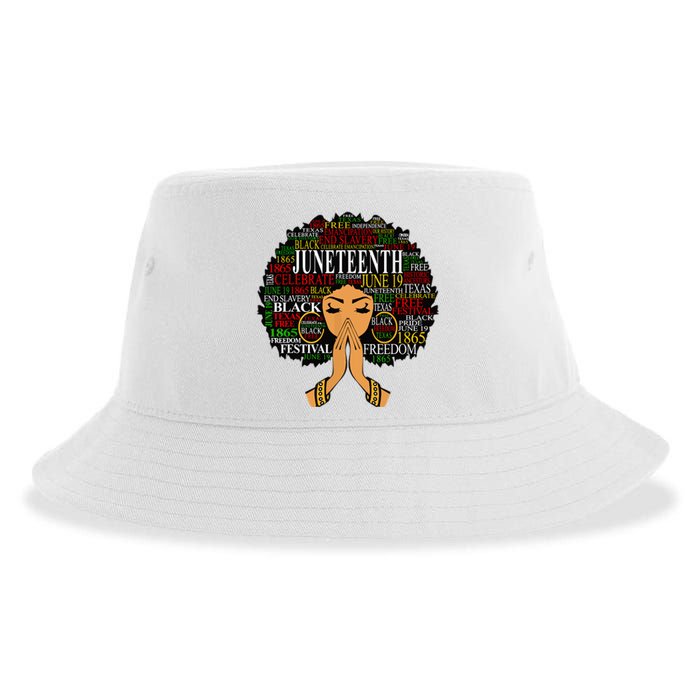 Juneteenth Melanin Black Women Natural Hair Afro Word Art Sustainable Bucket Hat