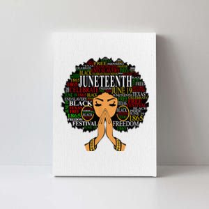 Juneteenth Melanin Black Women Natural Hair Afro Word Art Canvas