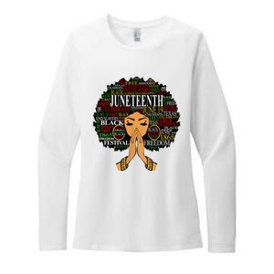 Juneteenth Melanin Black Women Natural Hair Afro Word Art Womens CVC Long Sleeve Shirt