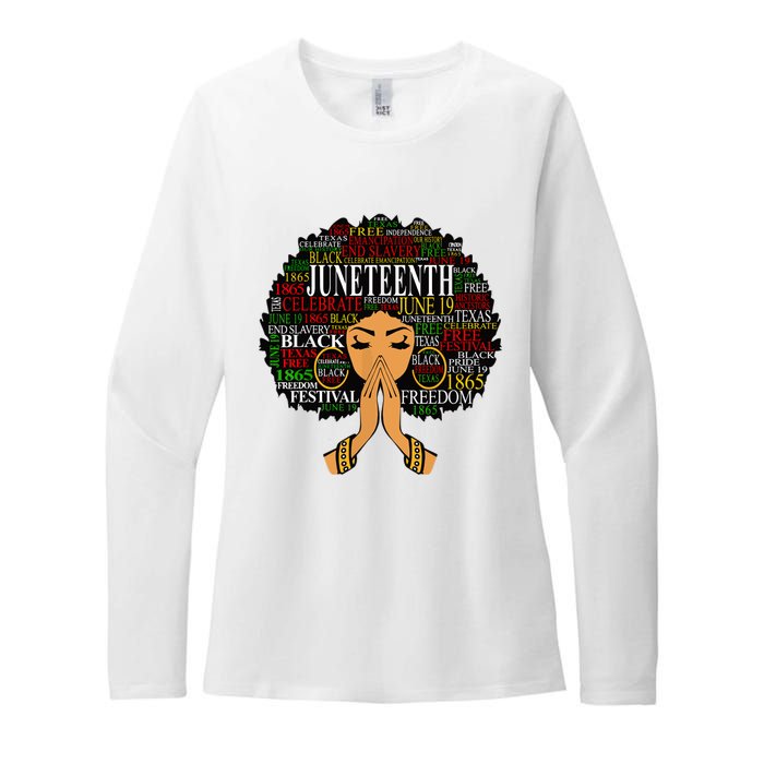 Juneteenth Melanin Black Women Natural Hair Afro Word Art Womens CVC Long Sleeve Shirt