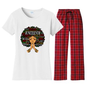 Juneteenth Melanin Black Women Natural Hair Afro Word Art Women's Flannel Pajama Set